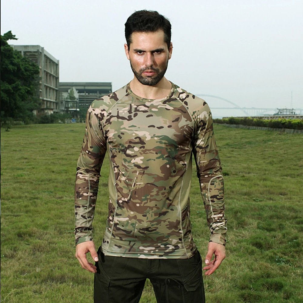 Imagem -05 - Warchiefs Caça Combate Camisa de Manga Longa Camuflagem T-camisa Secagem Rápida Respirável Esporte ao ar Livre Militar Roupas Táticas