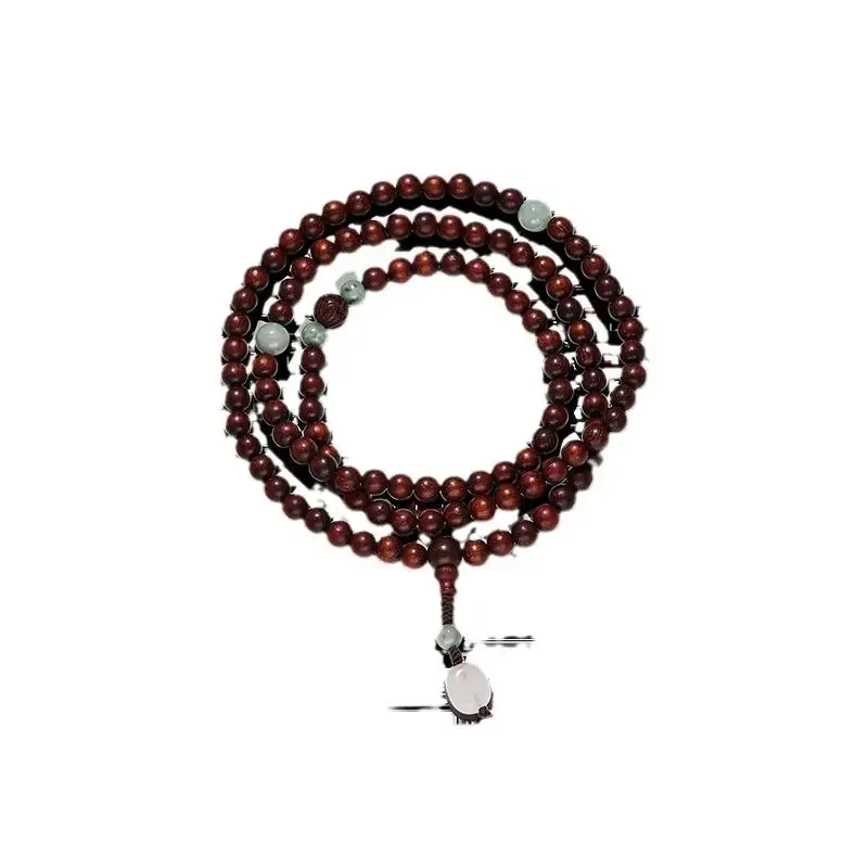 UMQ Natural Lobular Rosewood 108 Lucky Beads Men and Women Sandalwood Bracelet Jade Wooden Rosary Ancient Style Jewelry