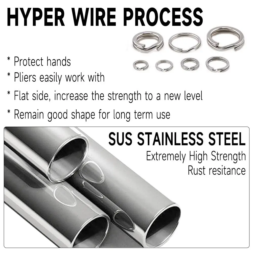 201 Stuks Vissen Split Ring Visserijtang Met Plastic Doos 5 Maat Roestvrijstalen Visgereedschap Voor Zoutwater Zoetwater Gereedschapsset