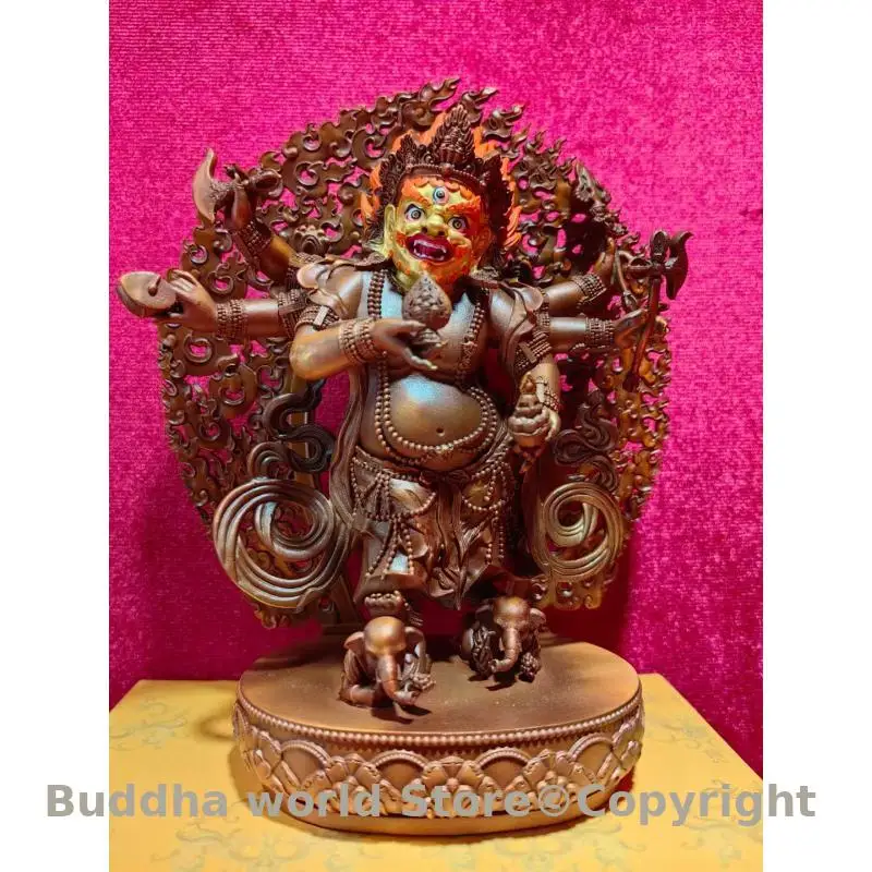 15CM white Shadbhuja Sita Mahakala Gonpo buddha statue high quality buddhist HOME family temple copper color buddha worship