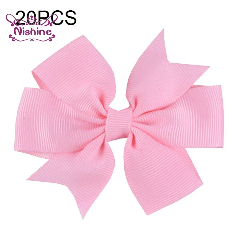 20 teile/los Gros grain Band Schleifen mit Clips Baby Mädchen Bowknot Haarnadeln Kinder Foto Requisiten Geschenke Kopf bedeckung Zubehör