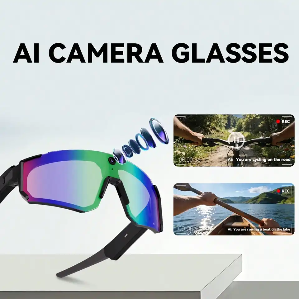 AI Camera Smart Sunglasses with 4K Video & Open-Ear Bluetooth Audio