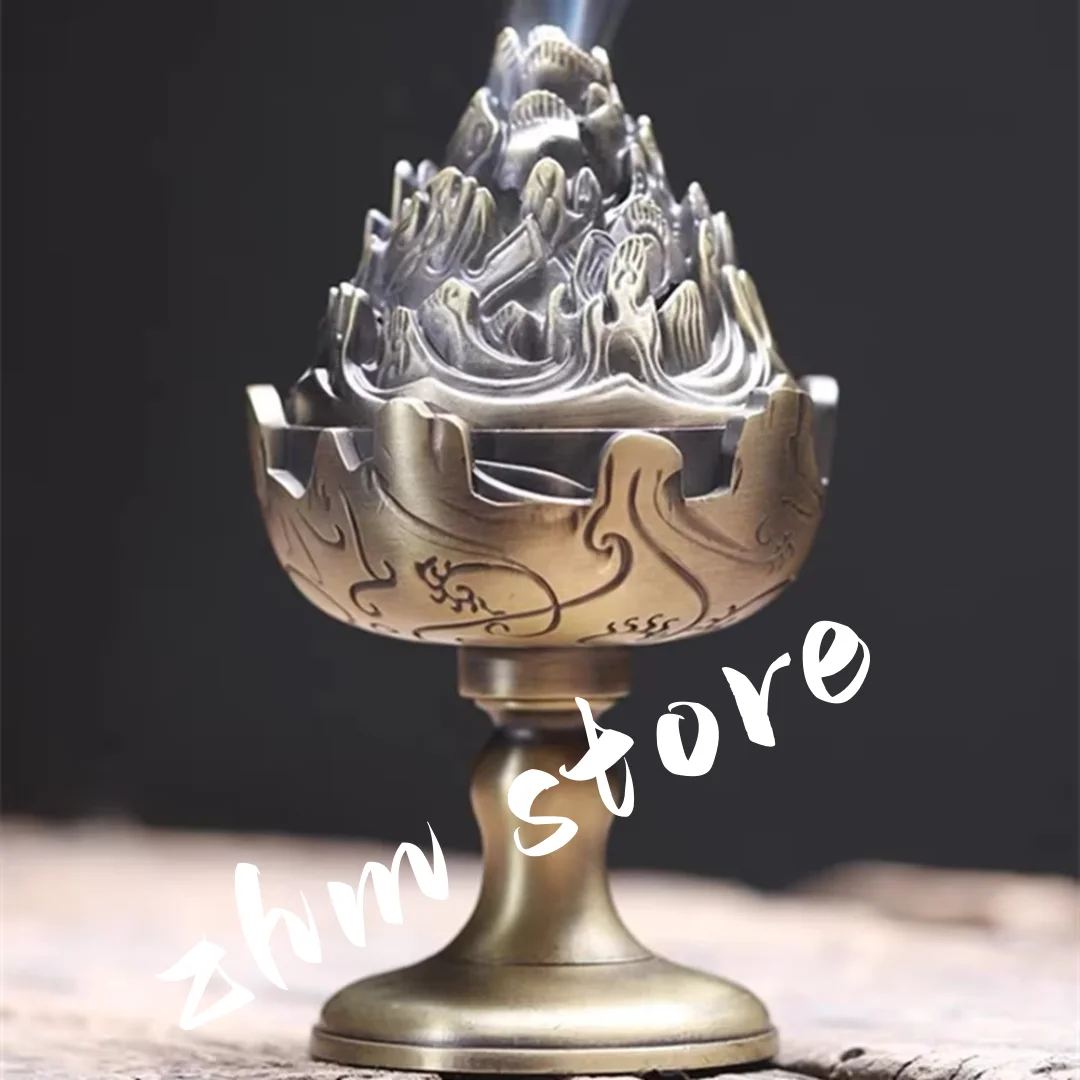 

Multifunctional Incense Burner Alloy Buddhist Tibetan Aromatherapy High Stove Meditation Smoke Furnace Altars Desktop Decorative