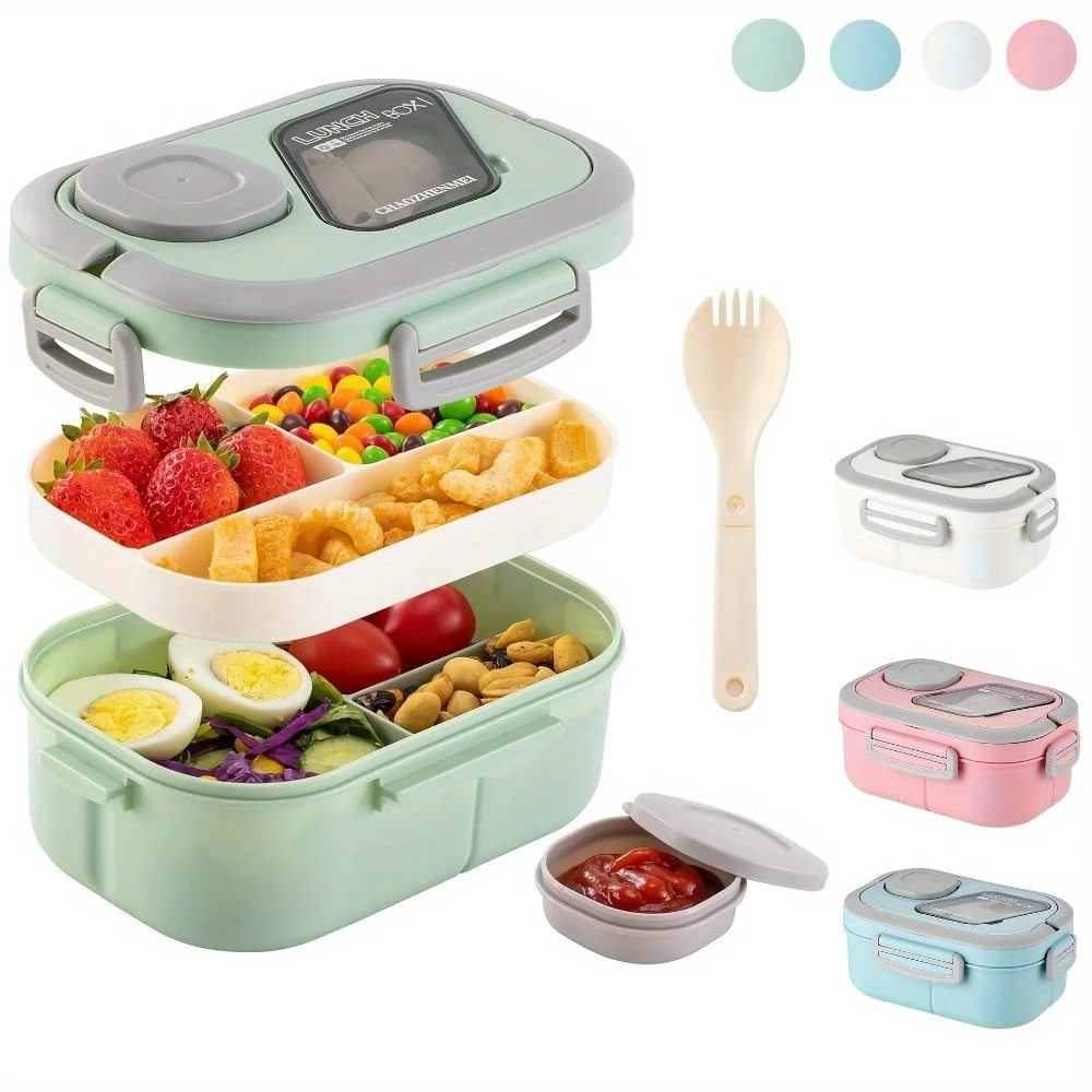 1PC Convenient Insulated Lunch Box, European Oval Sealed Fresh-keeping Lunch Box, Double-layer Household Adult Bento Box