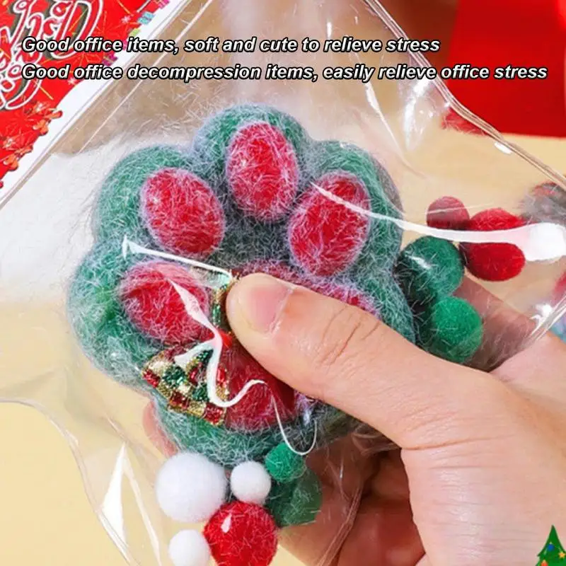 Jouet à presser patte de chat de Noël pour enfants et adultes, portable, décontracté, vacances, petit, amusant, doux, jouets à griffes de chat