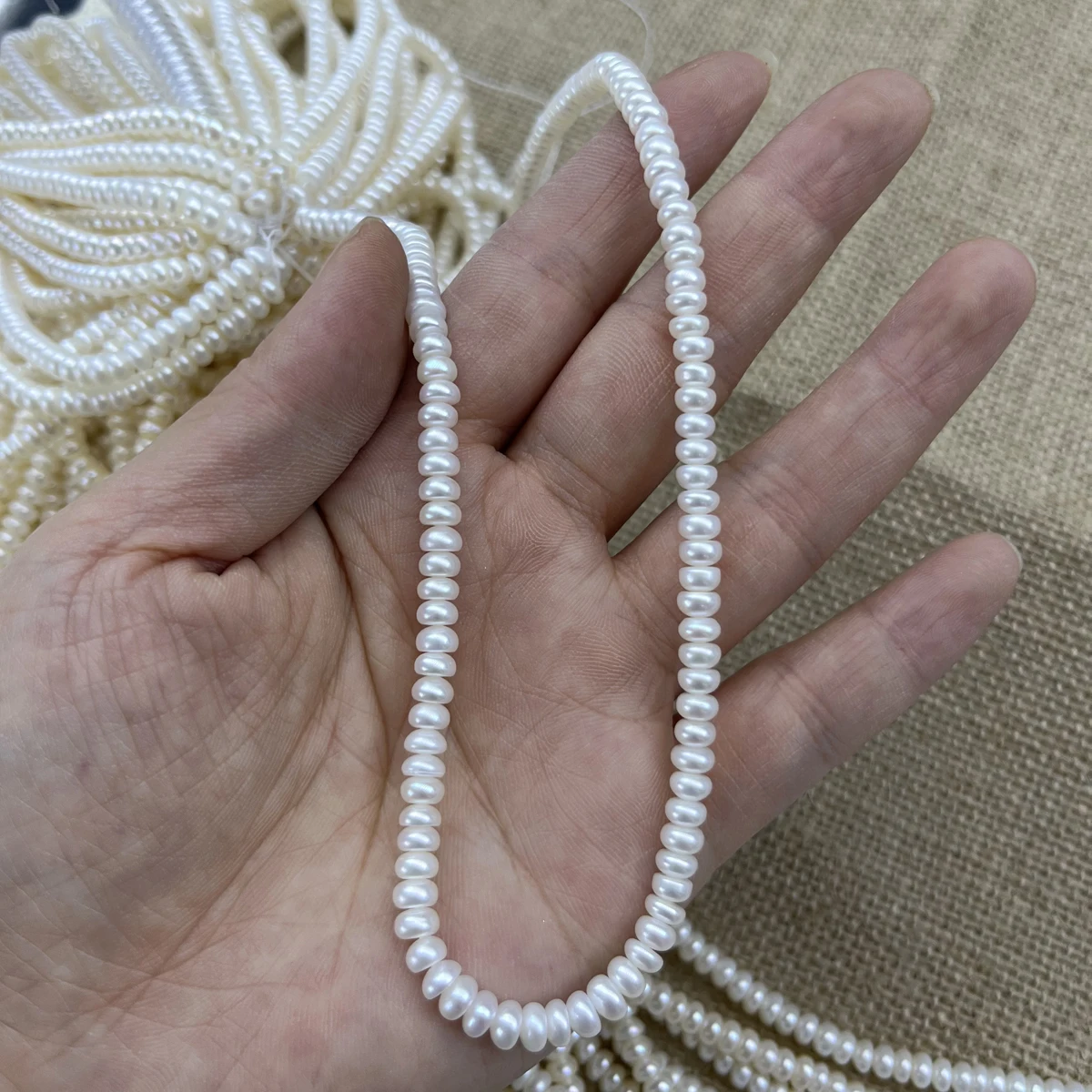 4-5mm AAA Natural Freshwater Pearl Bread White Beads Charms for DIY Women Men Necklace Jewelry Making Accessories