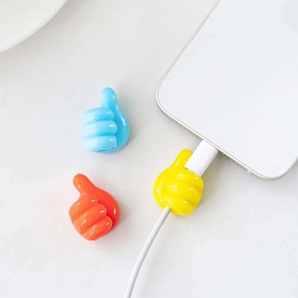 4/10PCS 3D Thumbs-Up Self-Adhesive Cable Hook Clip Wire Organizer Desktop Charging Cord & Earphone Wire Holder for Home Office