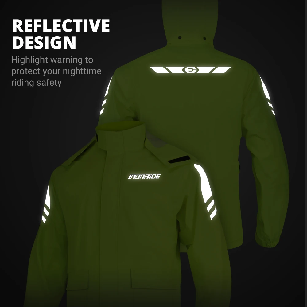 Men's Motorcycle Raincoat Lightweight Waterproof Outdoor Riding Full Body Split Raincoat Reflective Motorbike Raincoat M-3XL