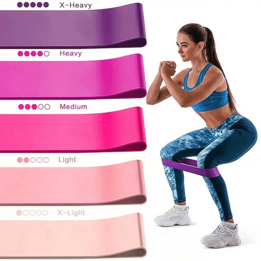 1pc/5pcs Yoga Resistance Bands, Suitable For Full Body Fitness, Glute, Leg And Arm Stretching, Ideal For Yoga And Pilates Workout At Home, Portable Fitness Equipment, Rubber Resistance Bands, Yoga Gym Elastic Candy Strength Pilates Cross-Training For Wome