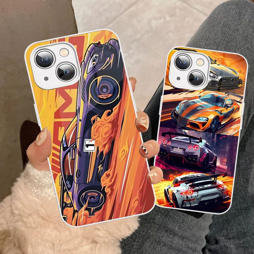 JDM Tokyo Drift Sports Car Male Men Phone Case Tempered Glass For iphone 14 13 12 11 Pro Mini XS MAX 14Plus X XS XR Fundas