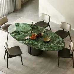 Marble dining table villa oval home Prada green dining table master design and customization