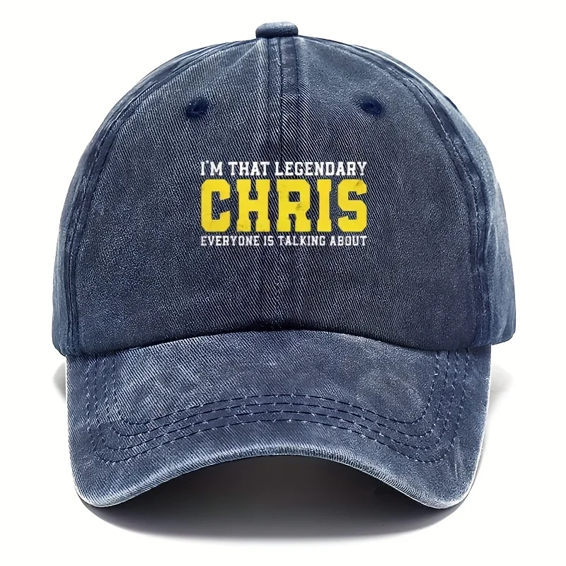 

Yellow Embroidery 'I’M THAT LEGENDARY CHRIS EVERYONE IS TALKING ABOUT' –Personalized Casual Cap for Chris Fans Daily Trendy Wear