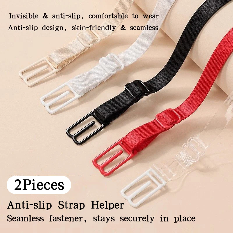 【2-Pack】Anti-Slip Bra Strap Clips, Anti-Slip Shoulder Strap Fixers, Invisible Transparent Adjustable Bra Straps