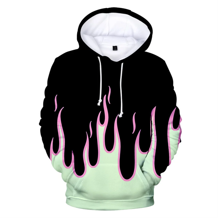 Coat 3D Print Cartoon Red and Yellow Flame Hoodie Men Women Long Sleeve Cosplay Costume Men Jacket Sweatshirts