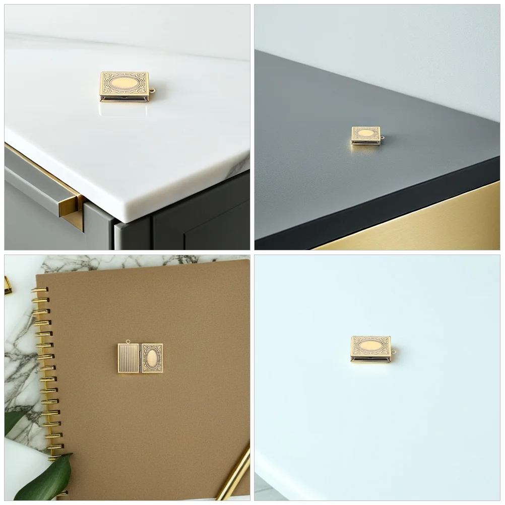 3 Buah Liontin Kalung Bentuk Buku Perunggu yang Dapat Dibuka, Aksesori DIY, Ukiran Eropa yang Elegan, Bingkai Foto Kenang-kenangan