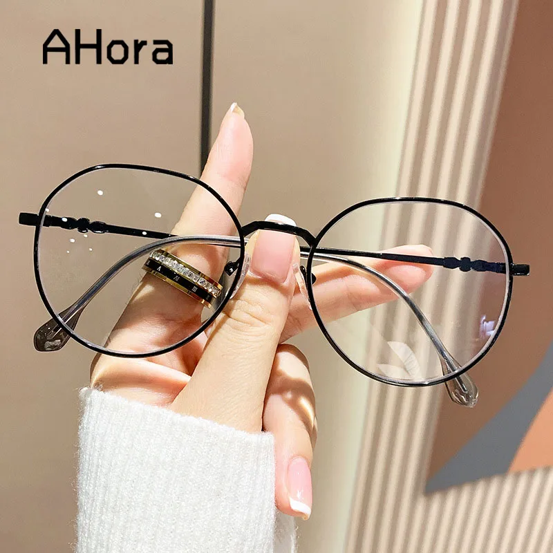 

Ahora Round Metal Blocking Blue Light Reading Glasses Korean Computer Presbyopia Goggles Eyglasses Unisex +1.0+1.5+2.0...+4.0