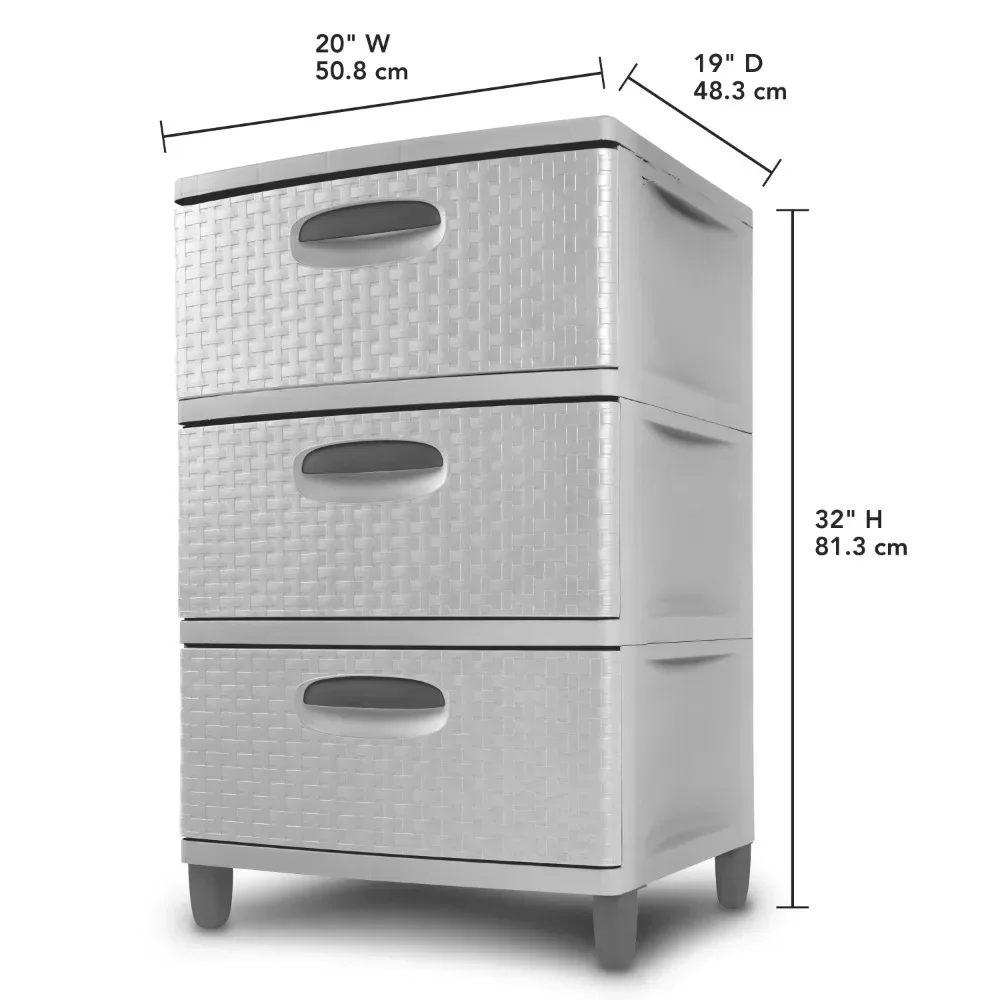 3 Weave Drawer Unit Cement Home Storage Containers Organizer