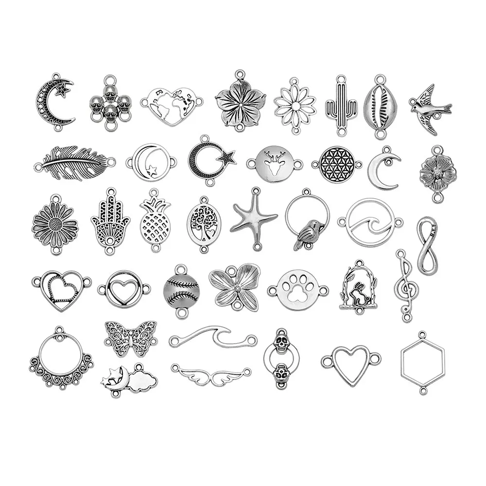 30pcs/Lot Wholesale Connectors Charms Flower Pendants For DIY  Jewelry Making Accessories Bulk Items Bracelets Earring Necklace