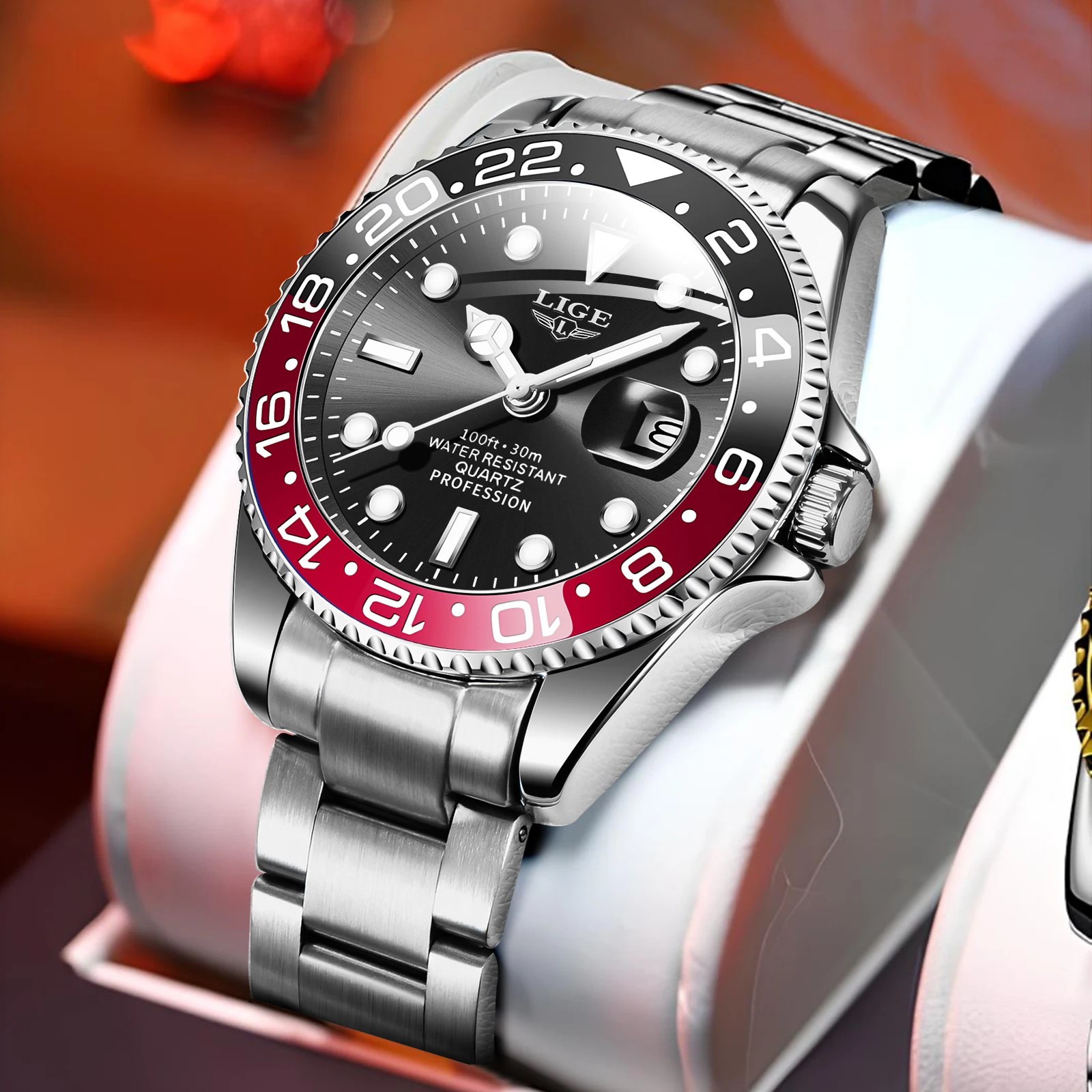 

LIGE 2026 Fashion men's watch luminous quartz stainless steel business luxury clock waterproof gift watches for men reloj hommes