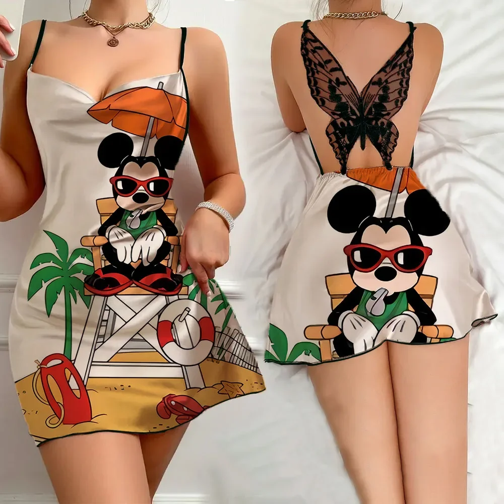 Pigiameria per donna e pigiama Sexy donna offerta Minnie Sleep Shirts set pigiama Disney Women Sleepwear One Piece Dress Lingerie