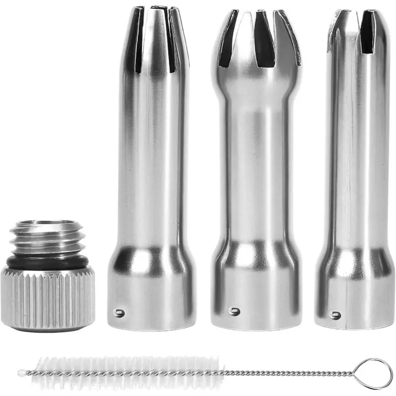 PHFU-Whipped Cream Dispenser Tips Nozzle Metal Whipped Cream Dispenser 1.21 Inches Dishwasher Safe For Cream Maker