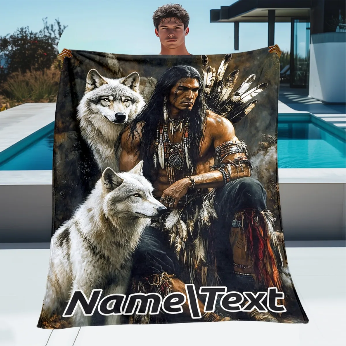 Customized Giraffe Blanket Personalized Name _ Text Soft Flannel Bed Cover, Cute Giraffe Pattern, Comfortable Bedding
