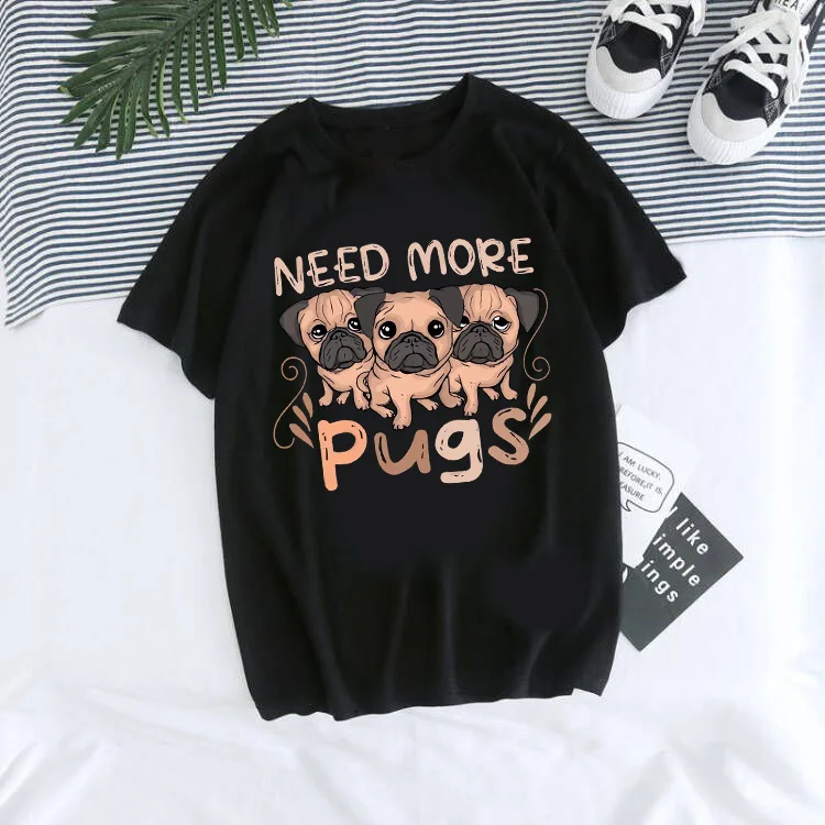 Cute Pug Shirt Men Women Funny Cartoon T Shirt Y2k 90s Harajuku Graphic Ulzzang T-shirt Mange Print Tshirt Aesthetic Tops Tees