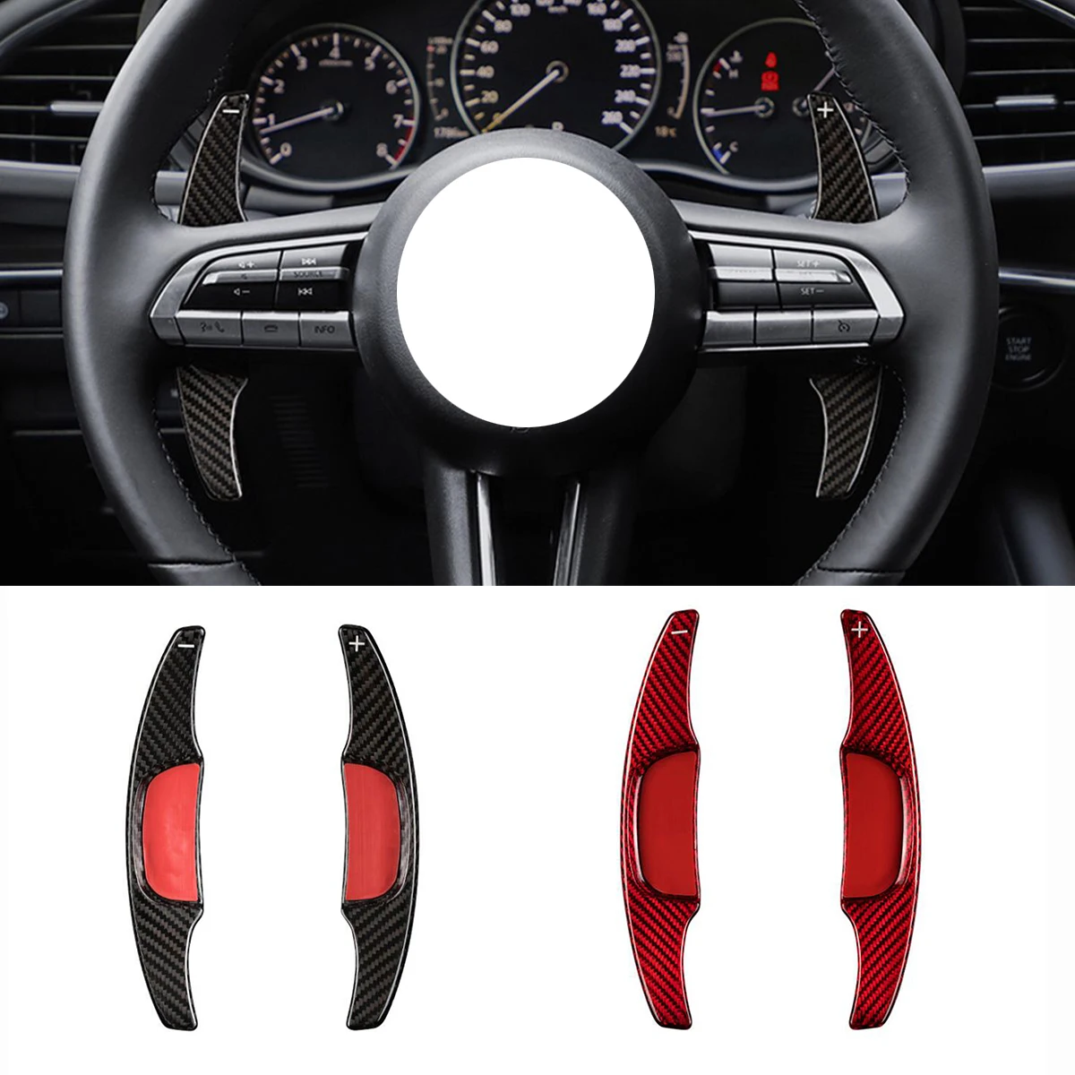 

2Pcs Real Carbon Fiber Car Steering Wheel Shift Paddle For Mazda-3 Axela 2020 2021 Paddle Shifter Extension