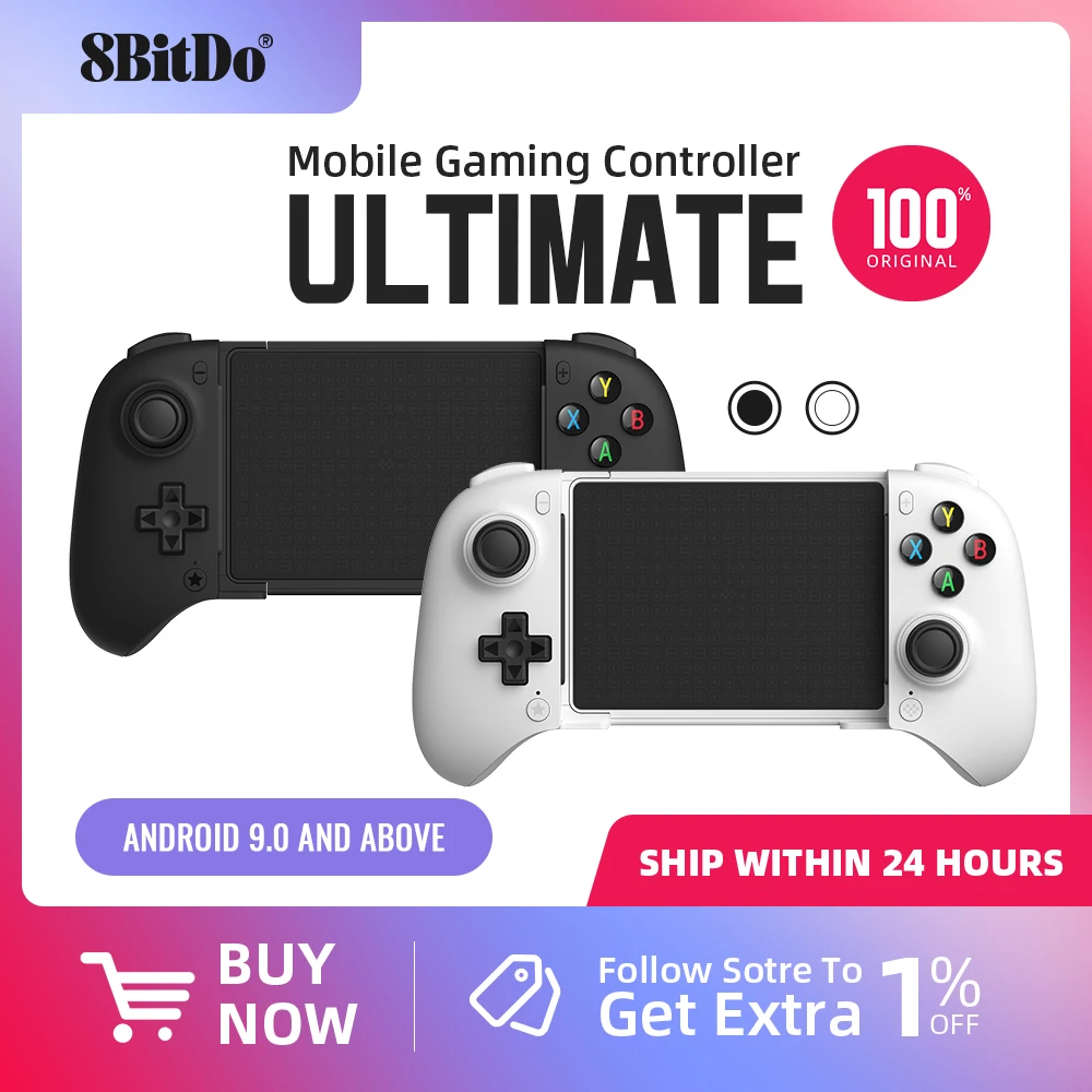 8BitDo Ultimate Bluetooth Mobile Game Controller Gamepad with Hall Effect Joysticks Triggers for Android Smartphones and Tablets