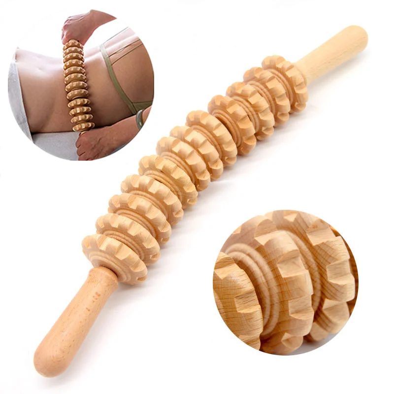 

12-14 Wheel Wood Massage Tools Anti Cellulite Massage Roller Wood Massage Stick Fascia Massage Roller Acupuncture Point Gua Sha