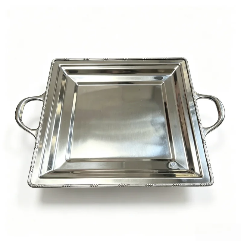 Stainless Steel Square Serving Tray Metal Food Tray for Restaurant Buffet Kitchen Serving, Durable Easy to Clean, Antirust