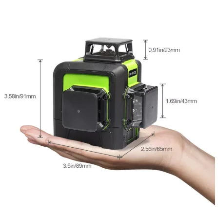 High Visibility Huepar 903CG, Rechargeable Lithium Battery, 3D 12 Cross Lines Rotary Land Nivel Laser Level