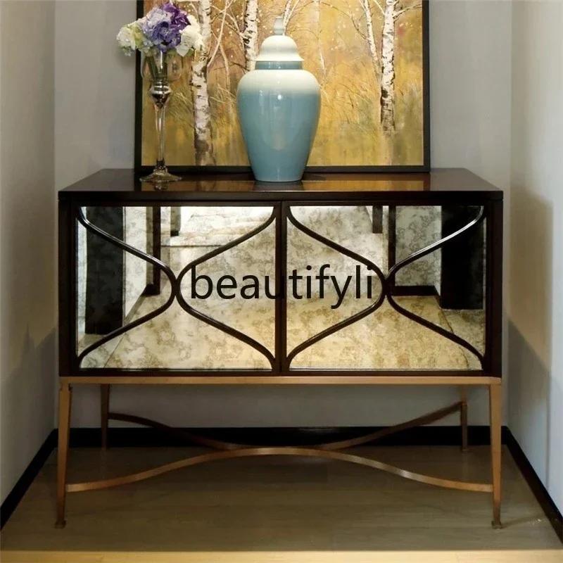 

ls 42High-end light luxury Simple Entry foyer aisle decorative cabinet Storage side cabinet Mirror partition cabinet
