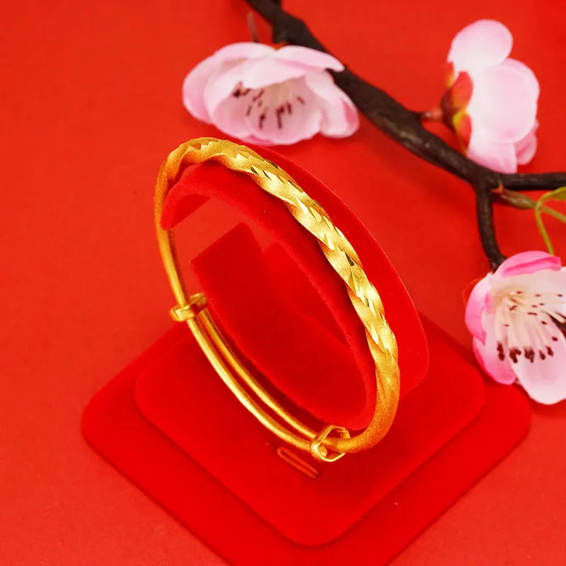 

Luxury 24K 9999 Pure Gold real gold Women's Twist Meteor Shower Bracelet Wedding Push-Pull Bracelet