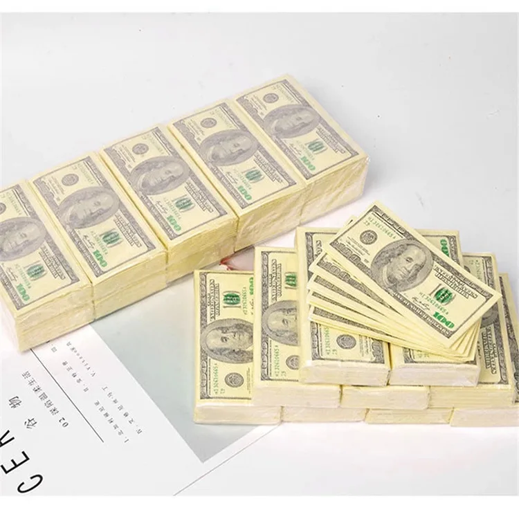 50/100Pcs 100$ Dollars Napkin Us Dollar Bill Money Paper Towel Party Funny Gift Disposable Napkins Wedding Party Decoration