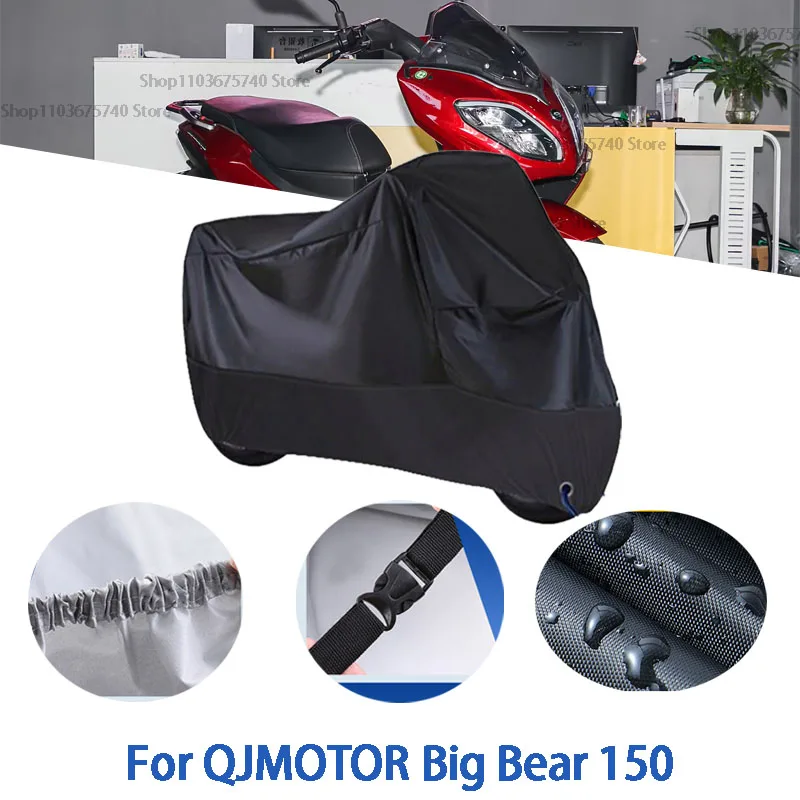 Motorcycle Full Covers For QJMOTOR Big Bear 150 Car Outdoors Sun Protection Dust No Ear Thickened Oxford Clothcover Accessories