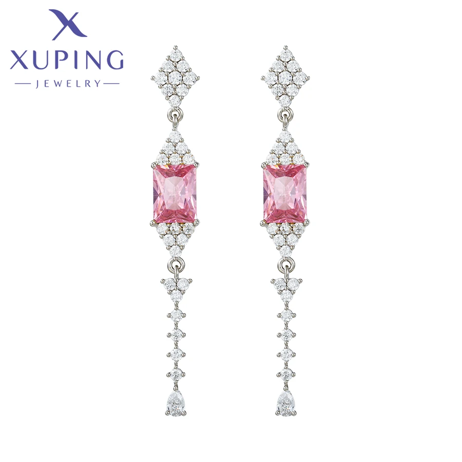 Xuping Jewelry Store Trendy Platinum Color Style Square Stone Drop Earring for Women Jewellery Gifts X000651902