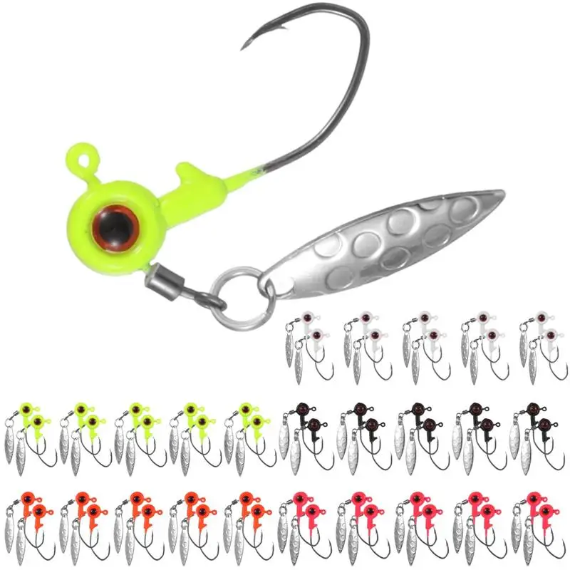 50Pcs Jig Heads Kit Fishing Jig Head Hooks Fishing Lure Jig Heads With Eye Ball Lead Head Jig Hook Lures Outdoor Fishing Tackle