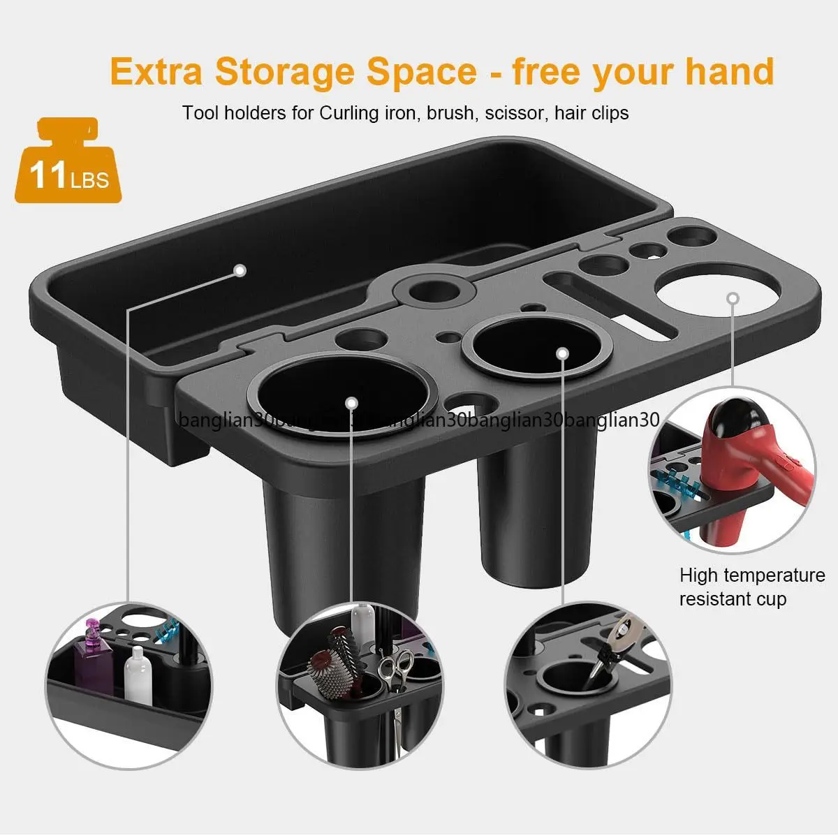 Salon Hair Tool Tray Barber Shop Double Aluminum Tray Multifunctional Lifting Storage Shelf