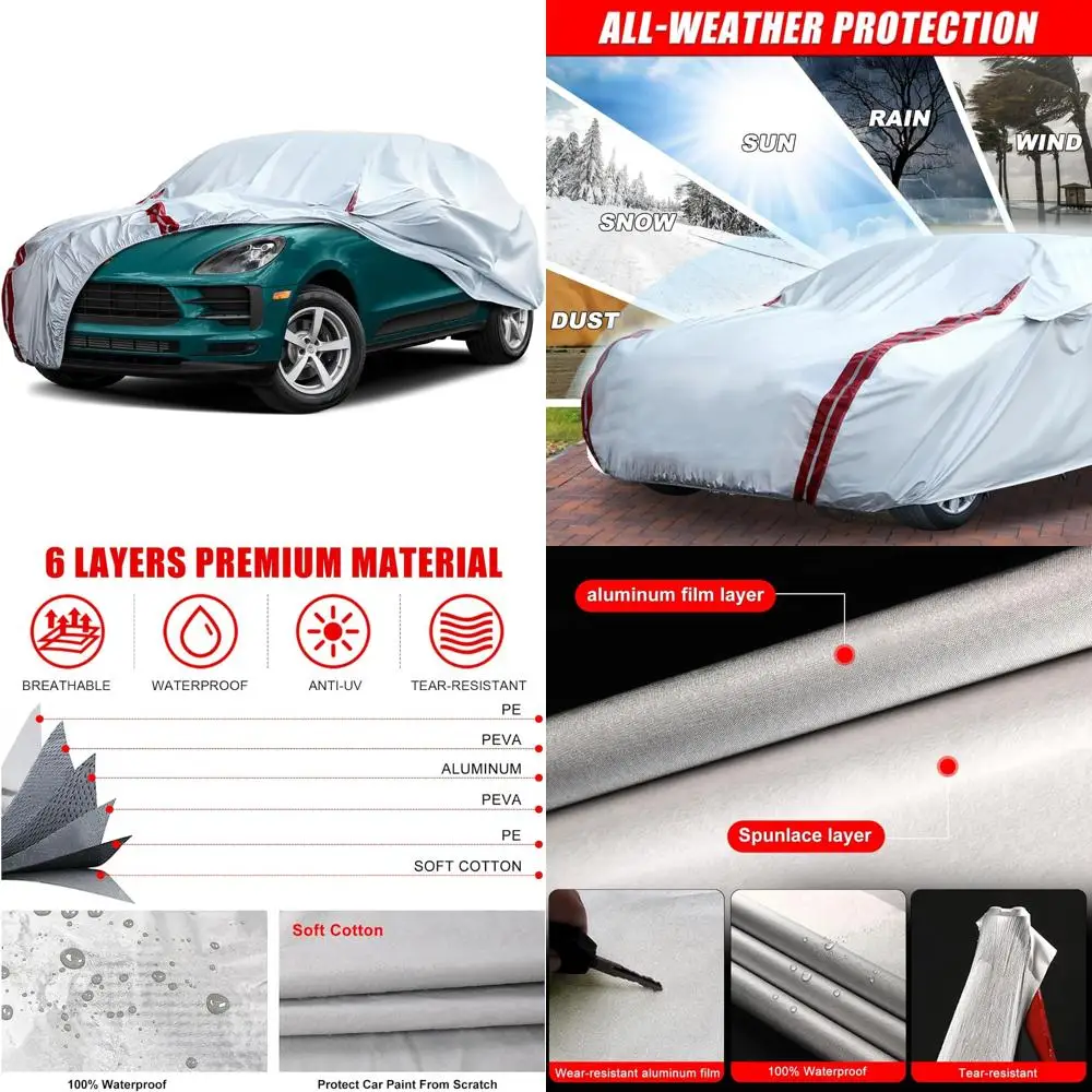 

All-Weather Custom-Fit Car Cover for 2014-2025 Models, 6-Layer Protection with Zippered Door Access and 18 P Long-Lasting Weathe