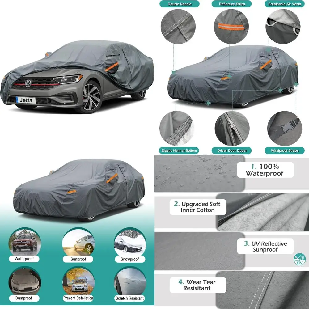 

Custom Heavy-Duty Waterproof Car Cover for Jetta Models 2005-2025, All-Weather Protection with Zipper, 16-Layer Durable Design