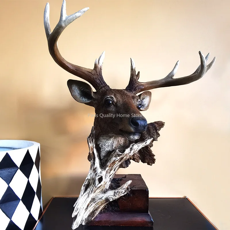 

Nordic Decorative Pieces Resin Simulation Deer Head Decoration Living Room TV Cabinet Wine Cabinet Moving Gift