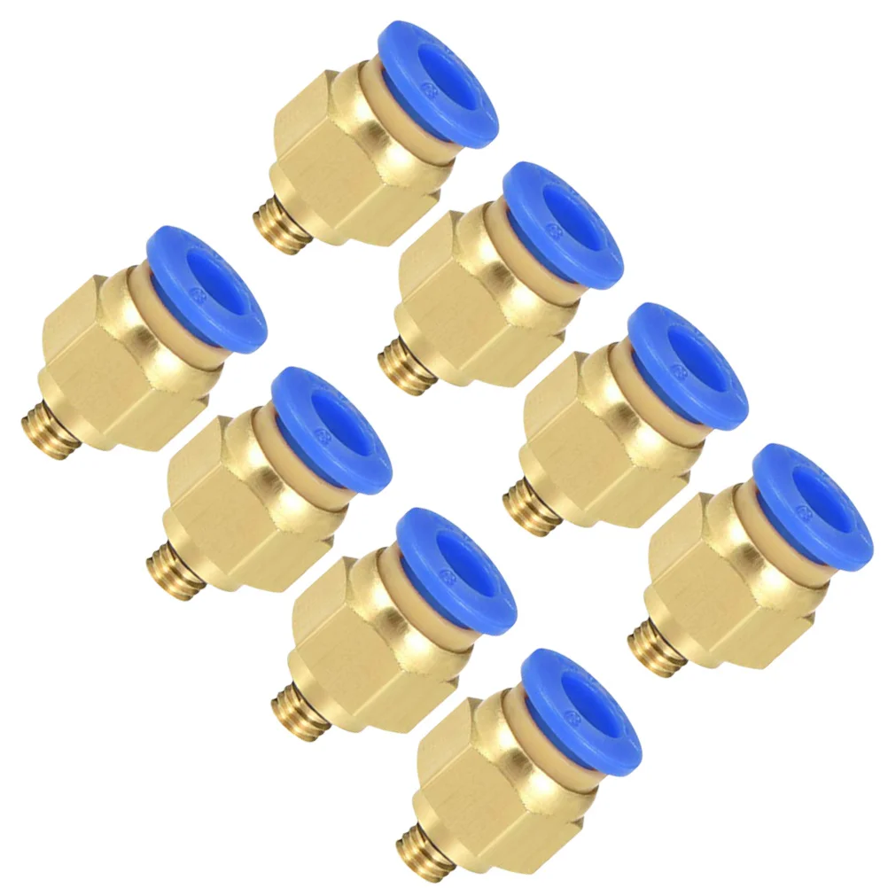 8Pcs 3D Printer Pneumatic Fittings Brass Connectors Oxidation Resistant Long Service Life Thread Adapters High Precision