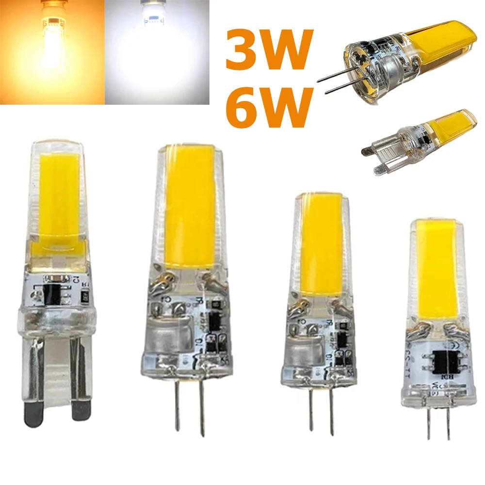 Лампочка 3W 6W G4 G9 Led Cob Холодно - белый теплый 220V 12V