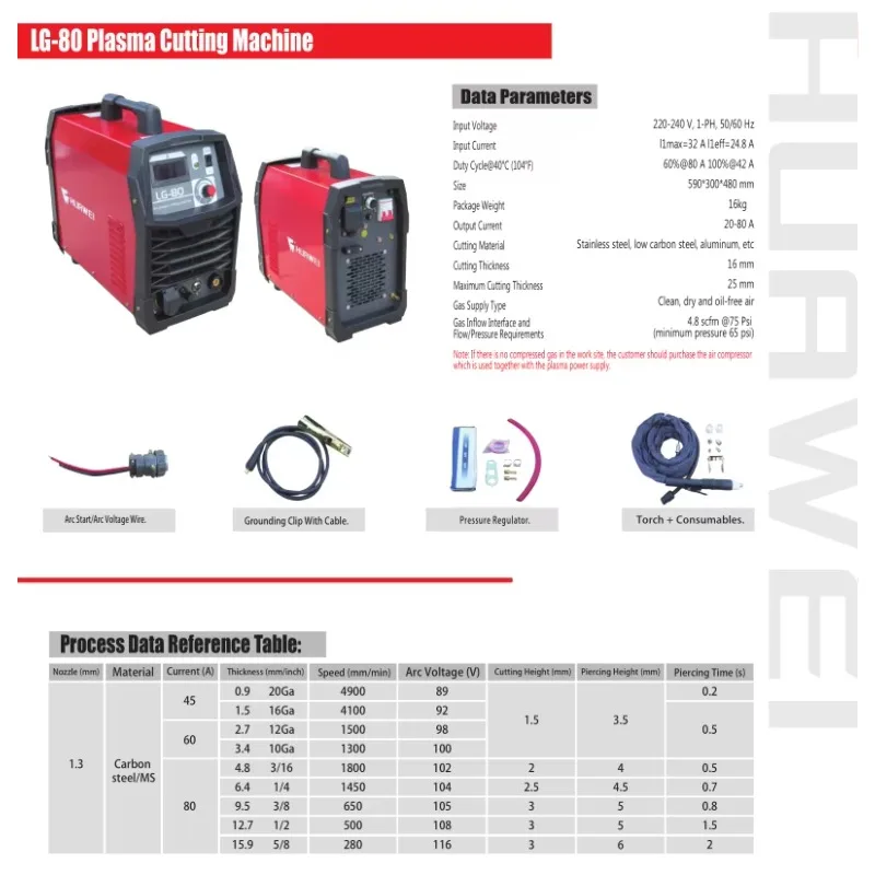 Single Phase Cheap Cost Plasma Power LG80 220v