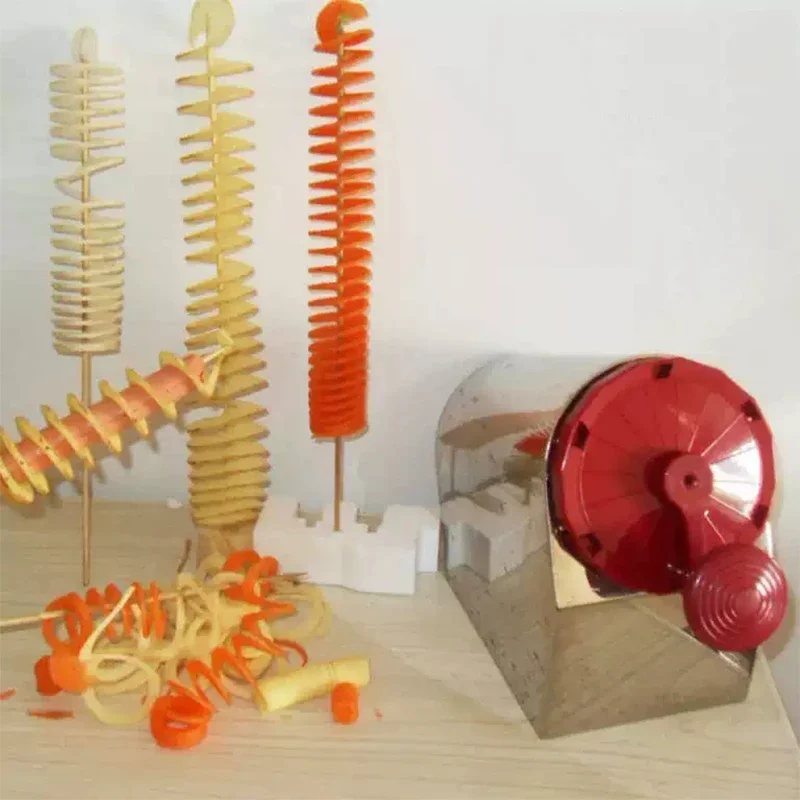Manual Potato Tower Slicer  Multifunctional Potato Spiral Slicer  Twisted Potato Spiral Slicer  Stainless Steel Blades