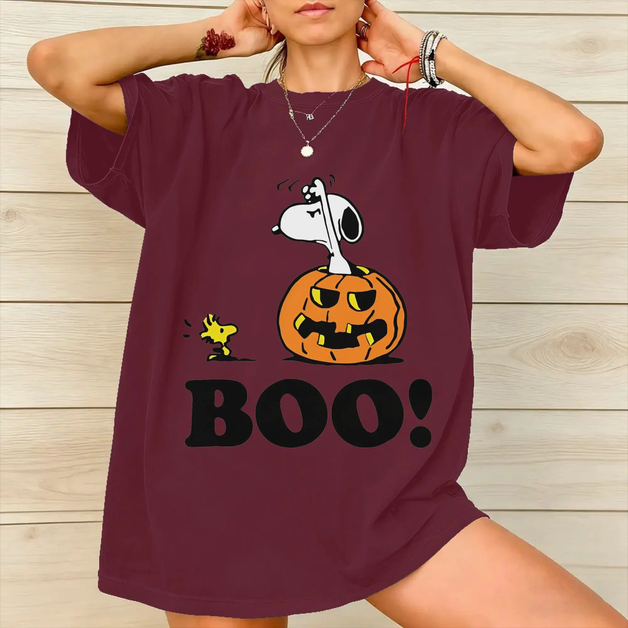 snoopyes halloween pumpkin Trick or treat Merch Men Women T Shirt Pure Cotton Tee Graphic Print  Tops T-shirt
