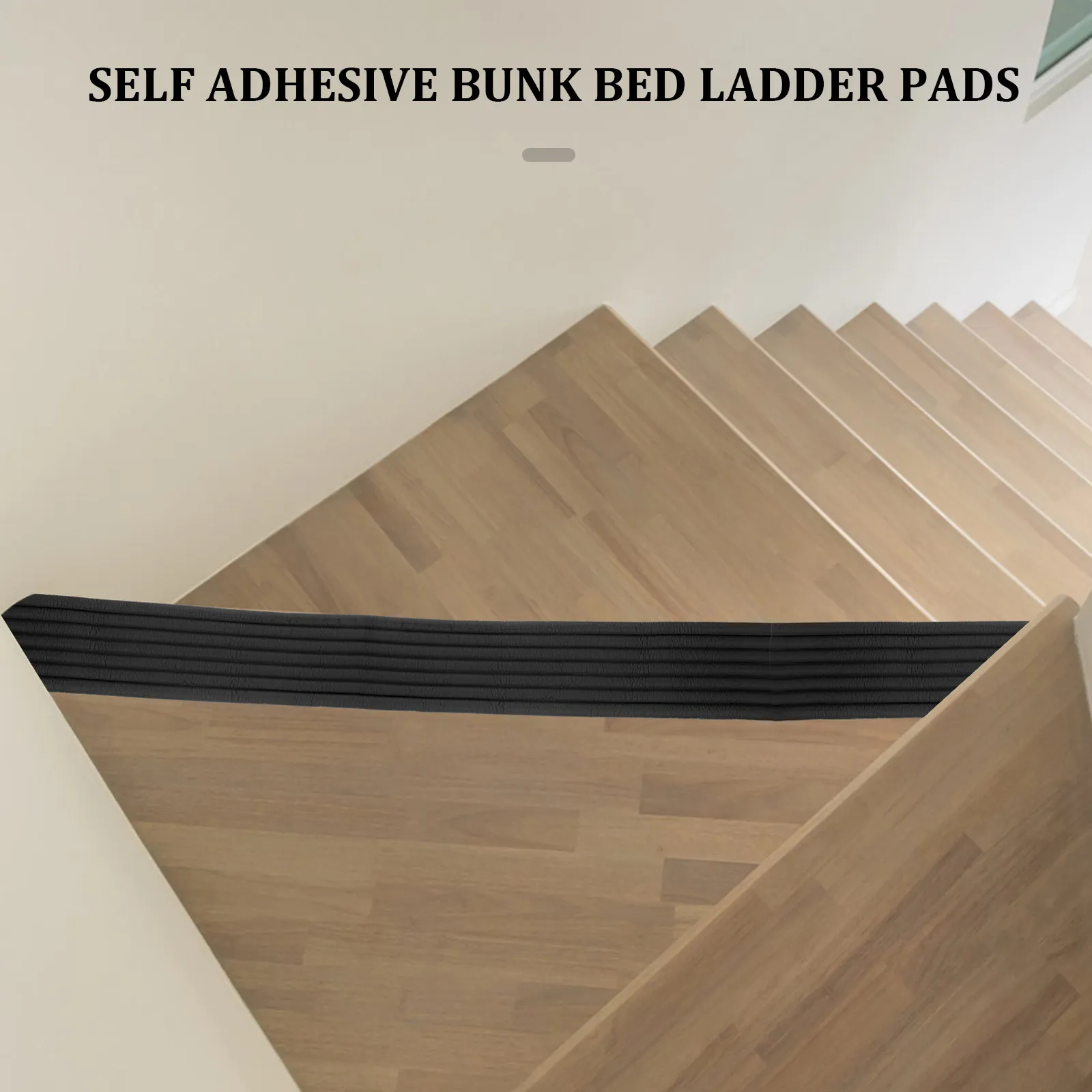 2 Rolls Black Bunk Bed Ladder Pads Cushion High Density Foam Anti Slip Stair Step Mat for Kids Adults Loft Dorm Bed Safety