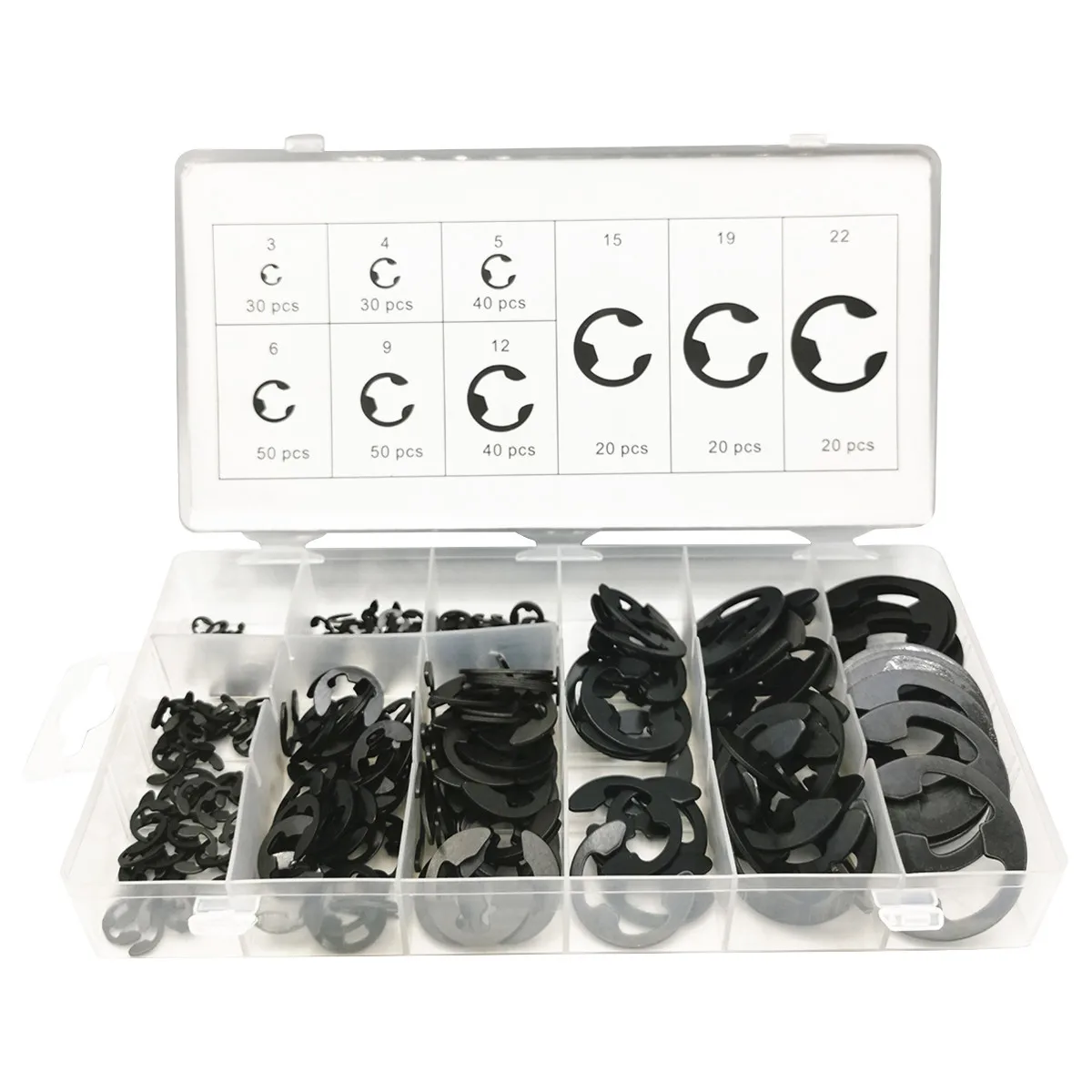Multiple Specifications Hardened E Type Snap Spring Opening Outer Buckle Set 300PCS Metal Split Washer