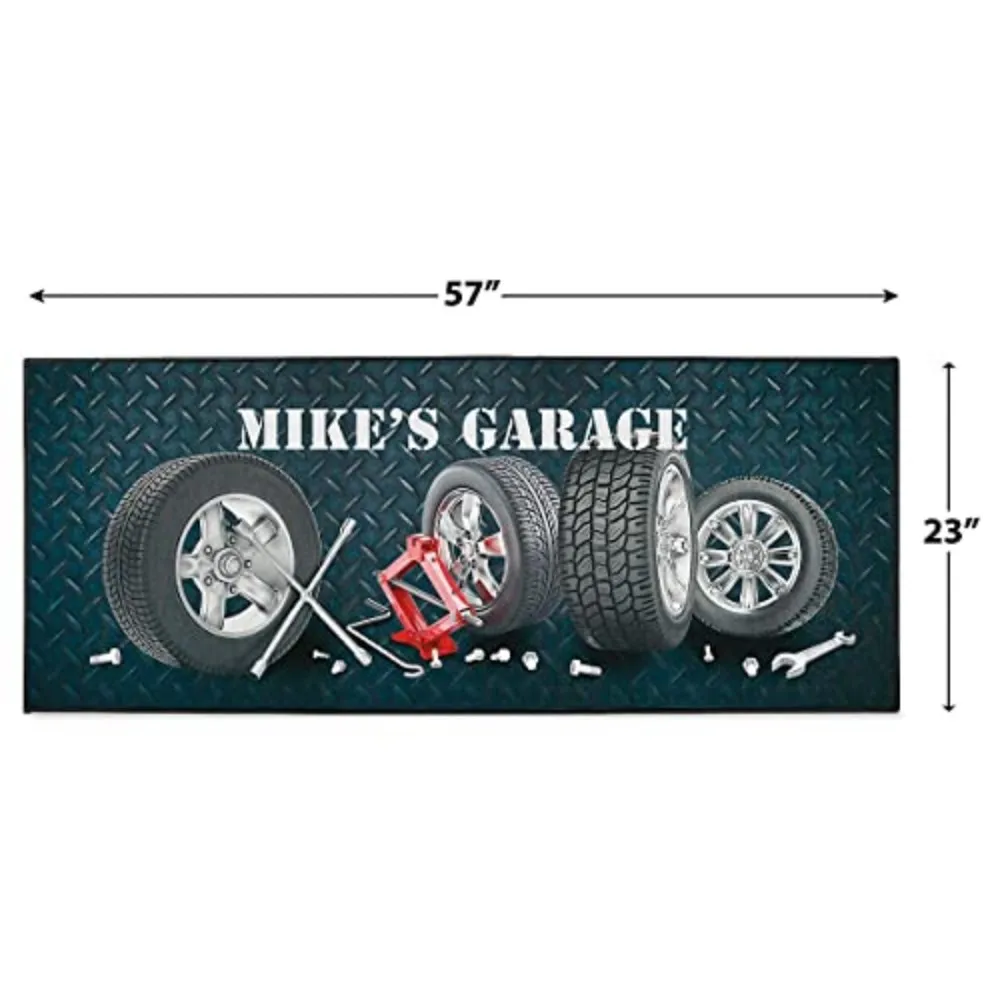 VIKAMA Custom Garage Mat - Non-Slip Polyester Mat for Man Cave, Workshop, Car, Moto, DIY, Gift Dad/Grandpa, 23x57in